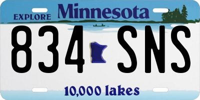 MN license plate 834SNS