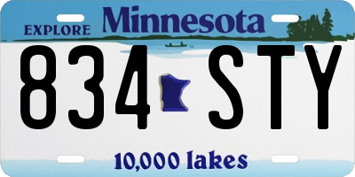 MN license plate 834STY