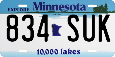 MN license plate 834SUK