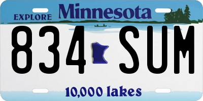MN license plate 834SUM