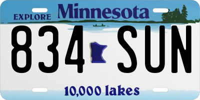MN license plate 834SUN