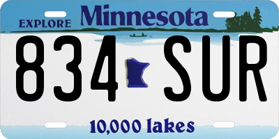 MN license plate 834SUR