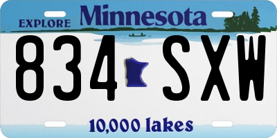 MN license plate 834SXW