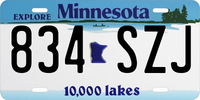 MN license plate 834SZJ