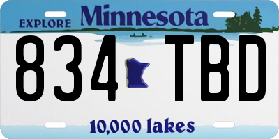 MN license plate 834TBD