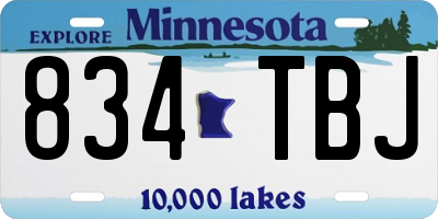 MN license plate 834TBJ