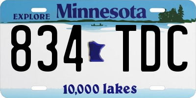 MN license plate 834TDC