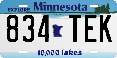 MN license plate 834TEK