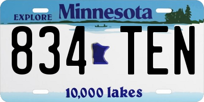 MN license plate 834TEN
