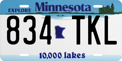 MN license plate 834TKL