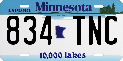 MN license plate 834TNC