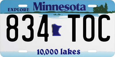 MN license plate 834TOC