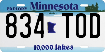 MN license plate 834TOD