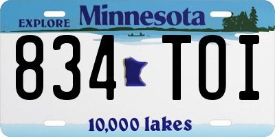 MN license plate 834TOI