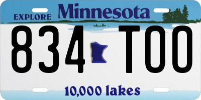 MN license plate 834TOO