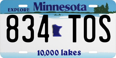MN license plate 834TOS
