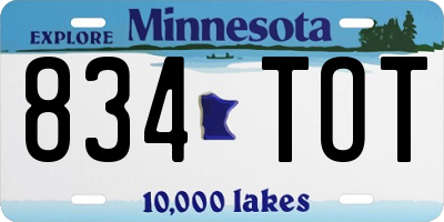 MN license plate 834TOT