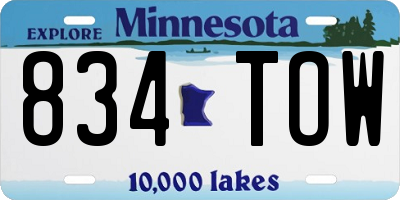 MN license plate 834TOW