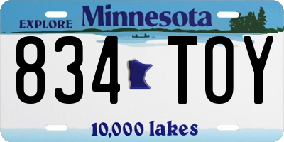 MN license plate 834TOY