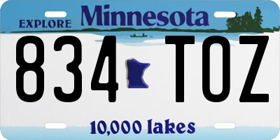 MN license plate 834TOZ