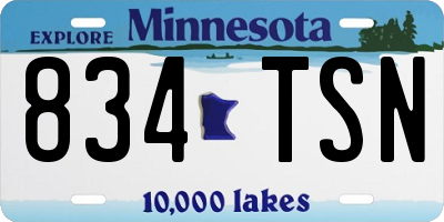 MN license plate 834TSN