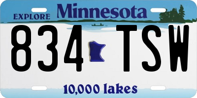 MN license plate 834TSW