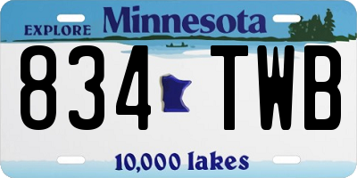 MN license plate 834TWB