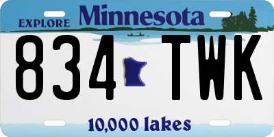 MN license plate 834TWK