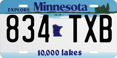 MN license plate 834TXB
