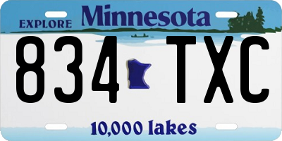MN license plate 834TXC
