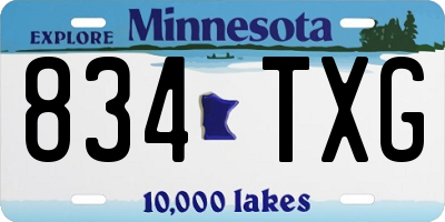 MN license plate 834TXG