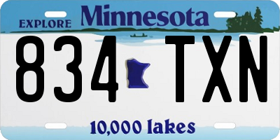 MN license plate 834TXN