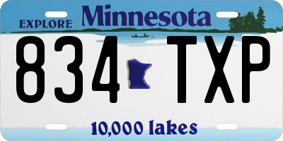 MN license plate 834TXP