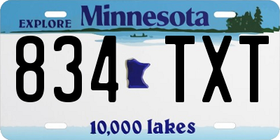 MN license plate 834TXT