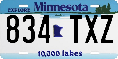 MN license plate 834TXZ