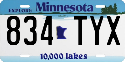 MN license plate 834TYX