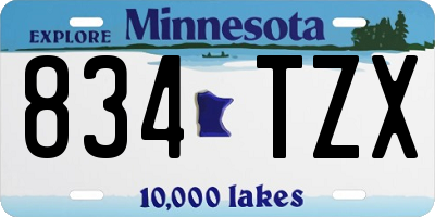MN license plate 834TZX