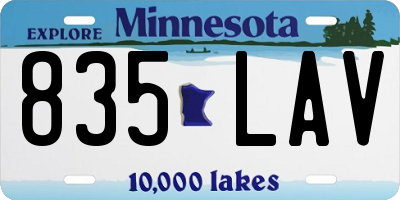 MN license plate 835LAV