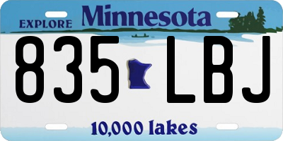 MN license plate 835LBJ