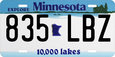 MN license plate 835LBZ