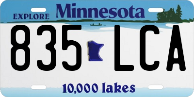 MN license plate 835LCA