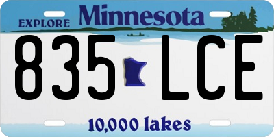 MN license plate 835LCE