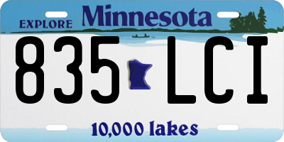 MN license plate 835LCI