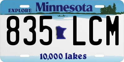 MN license plate 835LCM