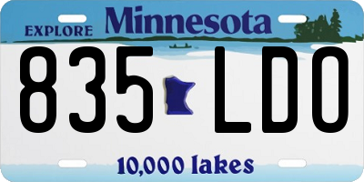 MN license plate 835LDO