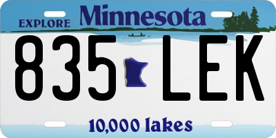 MN license plate 835LEK
