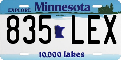 MN license plate 835LEX