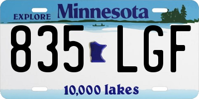 MN license plate 835LGF