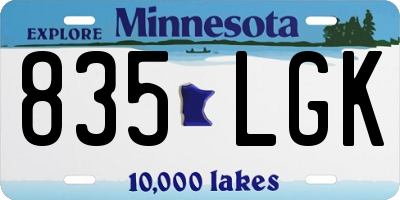 MN license plate 835LGK