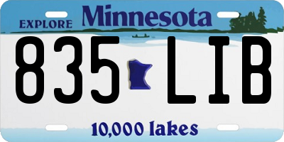 MN license plate 835LIB